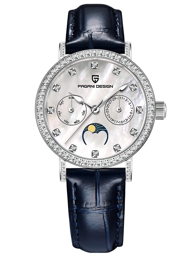 PAGANI DESIGN Women's Fashion Quartz Watches Imported VX3HA Movement Sports Waterproof Ladies Watches Sapphire Glass Dial Dark Blue Leather Strap Elegant And Fashionable PD1789  - Image 1