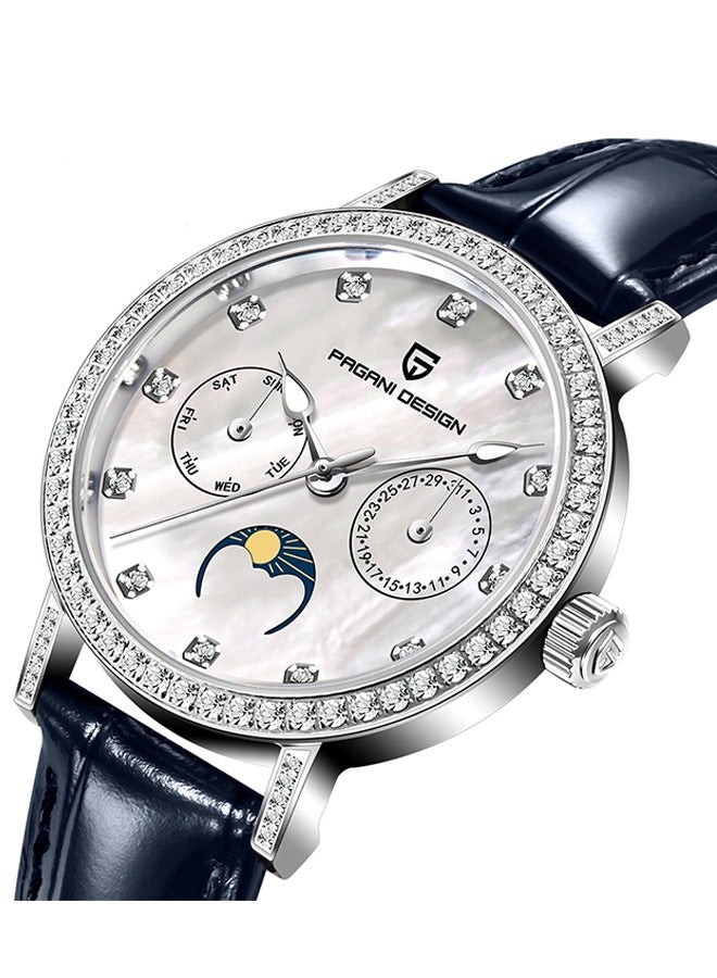 PAGANI DESIGN Women's Fashion Quartz Watches Imported VX3HA Movement Sports Waterproof Ladies Watches Sapphire Glass Dial Dark Blue Leather Strap Elegant And Fashionable PD1789  - Image 2