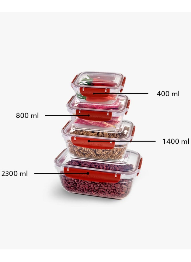 Dunia Fresh & Lock Rectangular 4-Piece Plastic Cans Set for Refrigerator with Airtight Lid - Storage Solution - BPA-Free | Lead-Free (400-800-1400- 2300 ML ) - pzsku/ZC9E75ED0299119F3E60BZ/45/_/1710251360/32337f0b-197a-4d83-af8b-f260608c6c91