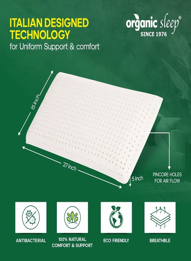 ORGANIC SLEEP Standard Pincore Pillow, 100% Natural Latex, Size 27x15x5 Inch, Pack of 1 with 100% Natural Cotton Cover, Pincore Technology & Bounce Back Property, Breathable, Supportive, Density 45 - Image 4