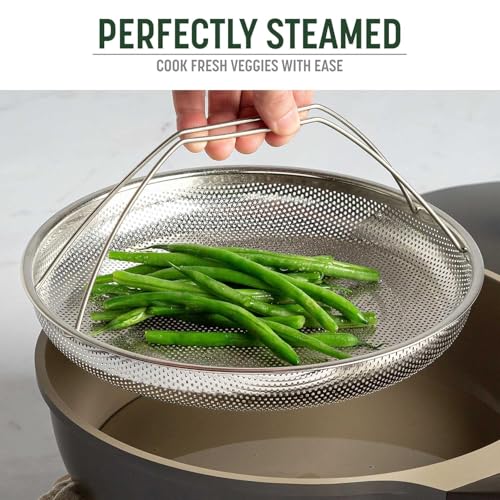 Elvana All-In-One Stainless Steel Pan Steamer Basket – Dishwasher Safe Vegetable Steamer with Full Handle for Easy Use - Image 3