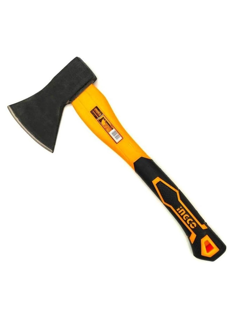INGCO - INGCO 15-Inch Carbon Steel Chopping Axe Hammer with Fiberglass Handle – 600g, Model HAX0206008 | Sharp Forged Blade | Non-Slip Grip | Shock-Absorbing Handle | Protective Cover for Safe Storage - Image 1