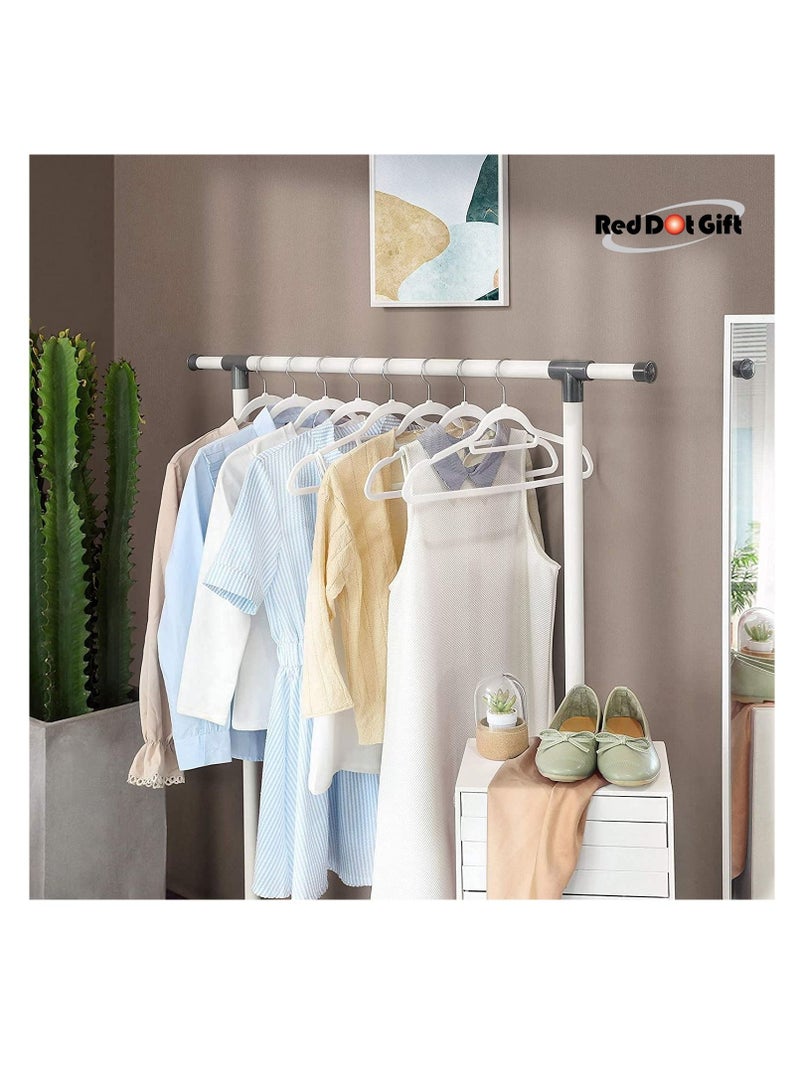 Red Dot Gift 100 Pieces White Non-Slip Velvet Clothes Hanger with silver 360 Degree Rotatable Hook,Durable and Slim - Image 5
