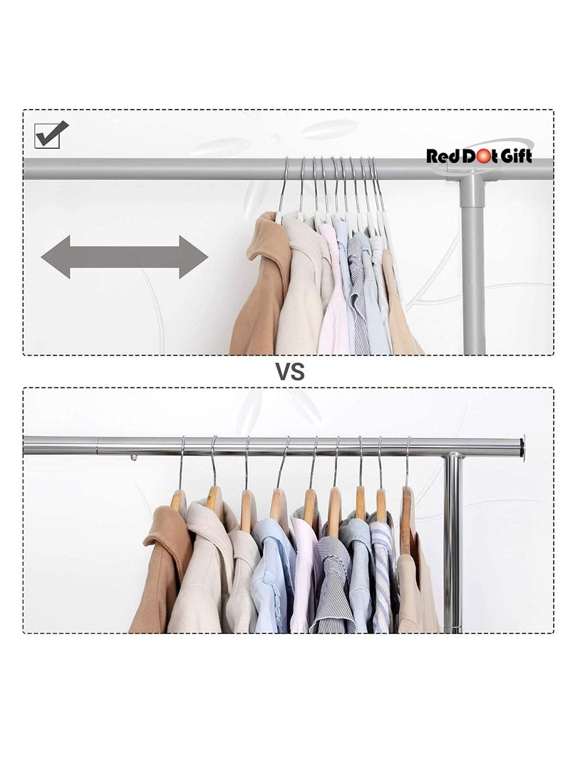 Red Dot Gift 100 Pieces White Non-Slip Velvet Clothes Hanger with silver 360 Degree Rotatable Hook,Durable and Slim - Image 3