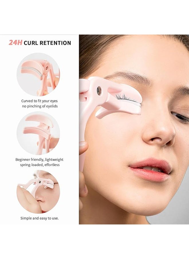 2PCS The new portable frameless lash curler has a natural curl and long-lasting shape, plus a partial eyelash curler（black pink) - Image 5