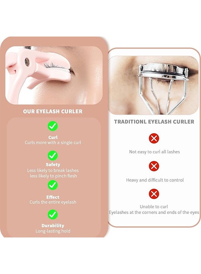 2PCS The new portable frameless lash curler has a natural curl and long-lasting shape, plus a partial eyelash curler（black pink) - Image 3