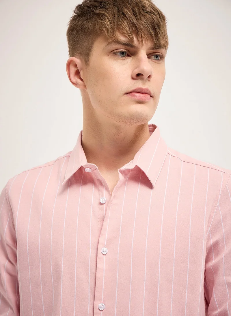 THE BEAR HOUSE Cotton Shirt for Men | Long Sleeve, Casual or Formal Button-Down | Soft, Breathable Fabric for Work, Everyday, & All-Season Wear in Stylish