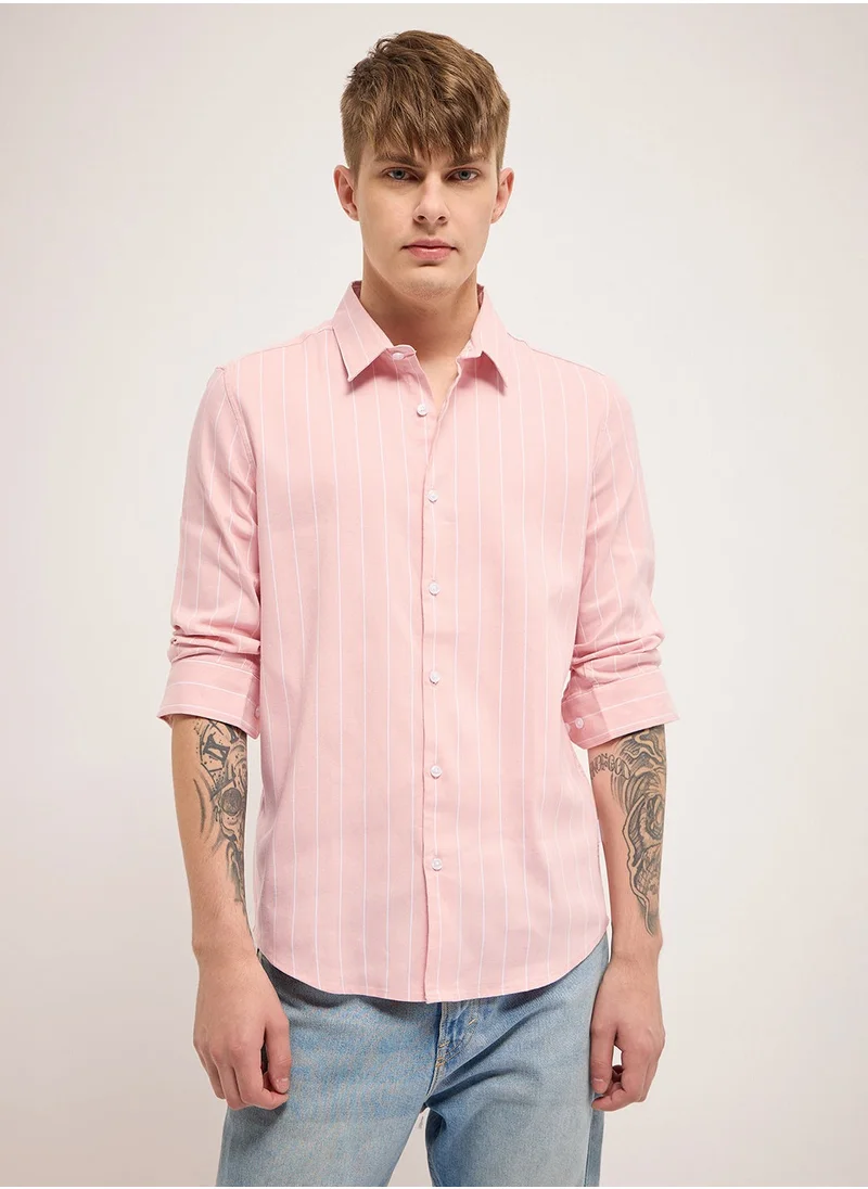 THE BEAR HOUSE Cotton Shirt for Men | Slim Fit, Long Sleeve, Casual or Formal Button-Down | Soft, Breathable Fabric for Work, Everyday, & All-Season Wear in Stylish