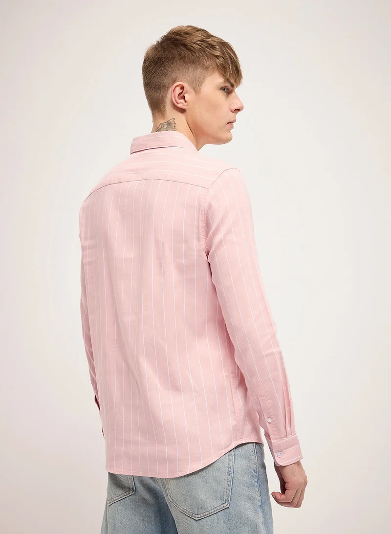 THE BEAR HOUSE Cotton Shirt for Men | Long Sleeve, Casual or Formal Button-Down | Soft, Breathable Fabric for Work, Everyday, & All-Season Wear in Stylish