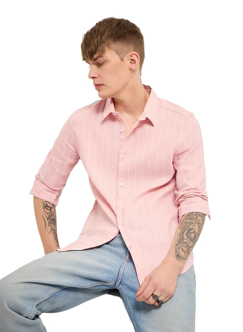 THE BEAR HOUSE Cotton Shirt for Men | Long Sleeve, Casual or Formal Button-Down | Soft, Breathable Fabric for Work, Everyday, & All-Season Wear in Stylish
