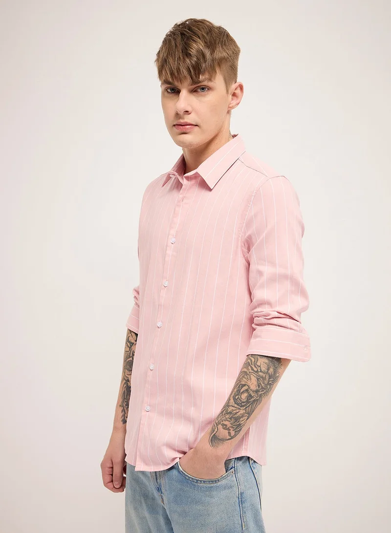 THE BEAR HOUSE Cotton Shirt for Men | Long Sleeve, Casual or Formal Button-Down | Soft, Breathable Fabric for Work, Everyday, & All-Season Wear in Stylish