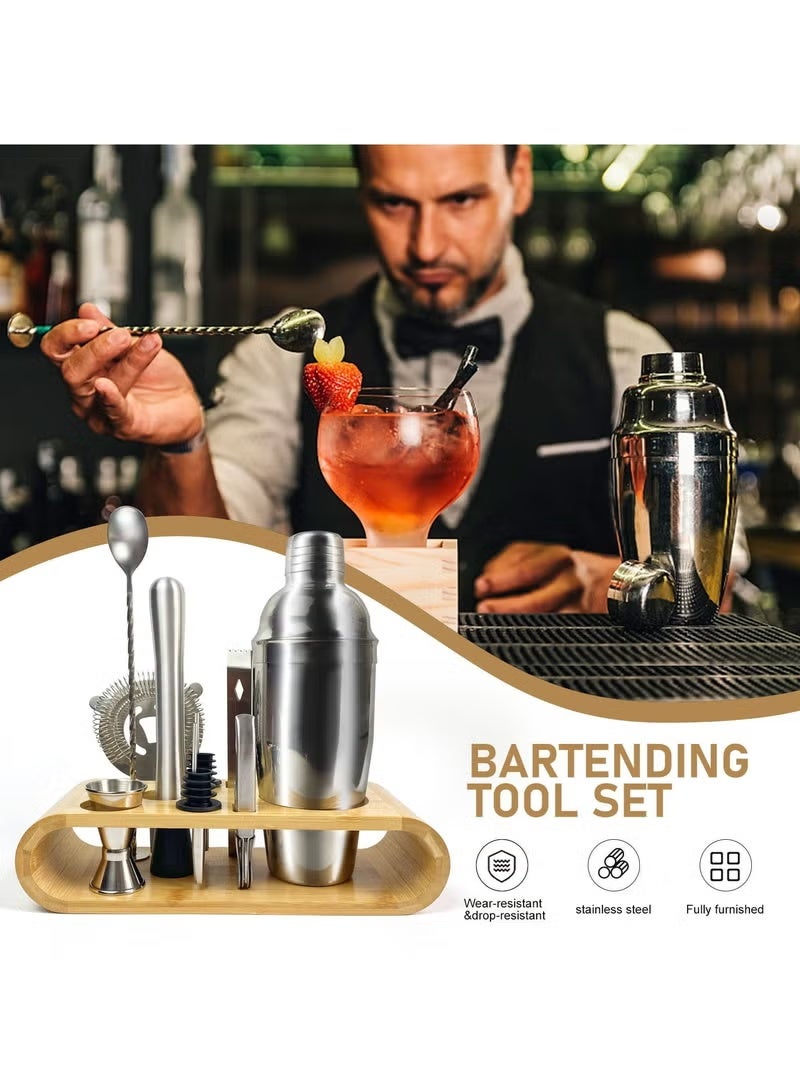 سوفام 11 مجموعة أدوات قطع من قطع مع مجموعة حمالة خيزران أنيقة مثالية في المنزل ومجموعة هزاز كوكتيل المارتيني للحصول على تجربة رائعة لخلط المشروبات (750 مللي) - Image 3