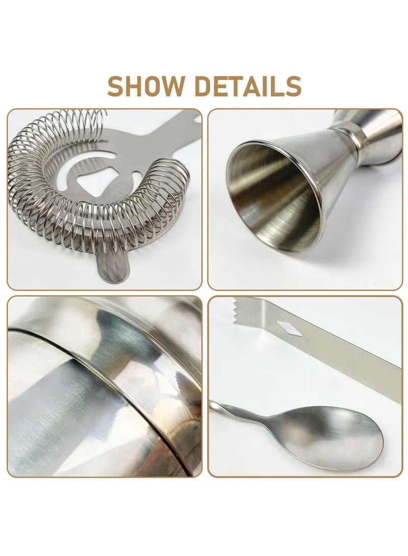 سوفام 11 مجموعة أدوات قطع من قطع مع مجموعة حمالة خيزران أنيقة مثالية في المنزل ومجموعة هزاز كوكتيل المارتيني للحصول على تجربة رائعة لخلط المشروبات (750 مللي) - Image 2