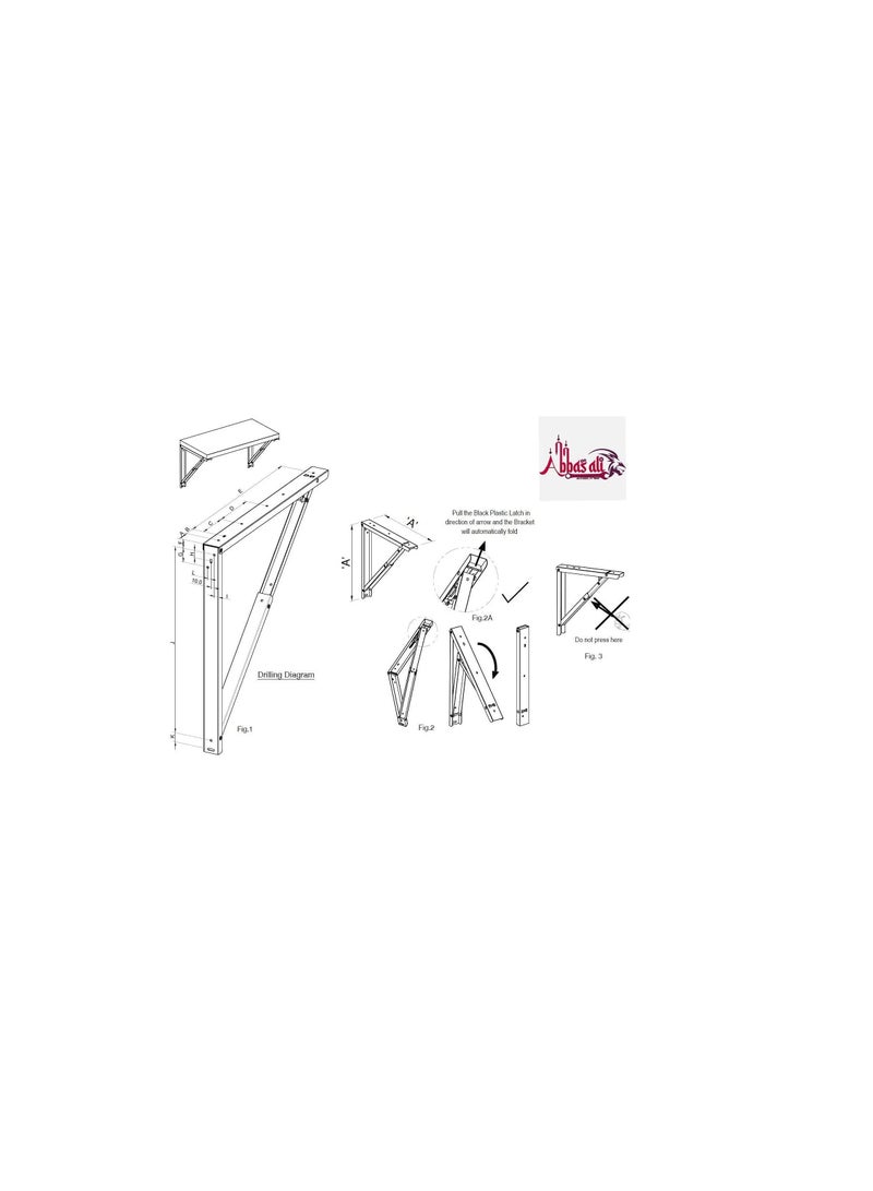 ABBASALI Folding Shelf Brackets, 2 Pcs 12 Inch Heavy Duty Metal Collapsible Shelf Bracket - Image 2