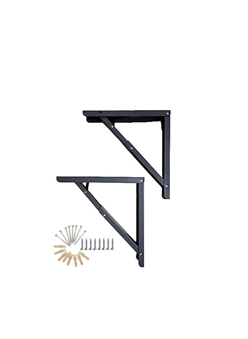 ABBASALI Folding Shelf Brackets, 2 Pcs 12 Inch Heavy Duty Metal Collapsible Shelf Bracket - Image 1