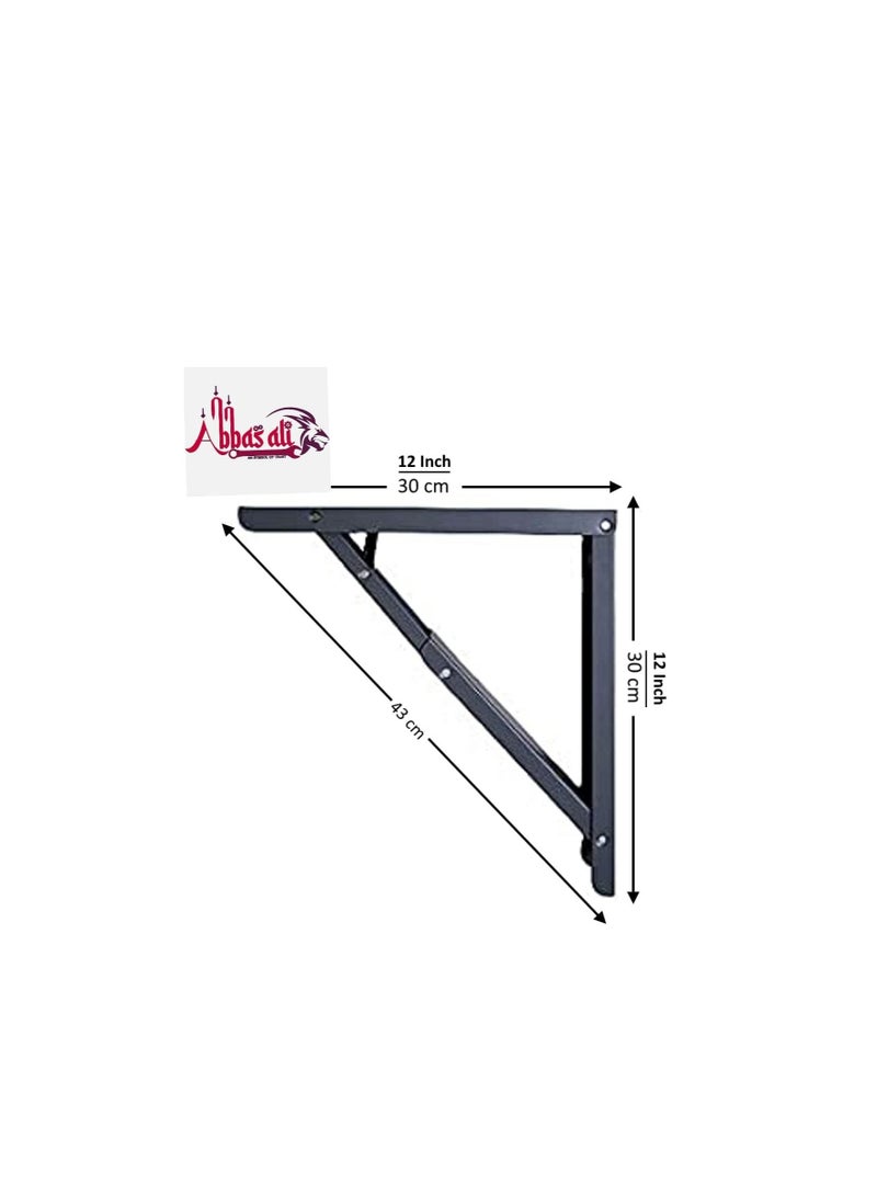 ABBASALI Folding Shelf Brackets, 2 Pcs 12 Inch Heavy Duty Metal Collapsible Shelf Bracket - Image 3