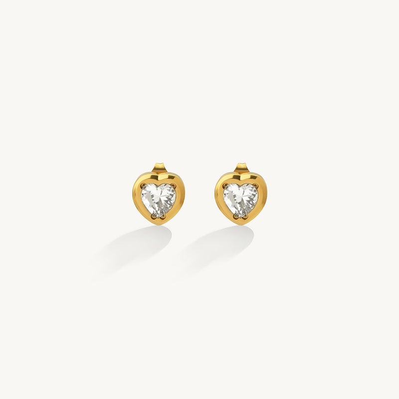 Palmonas 18K Gold Tone Plated Chic Crystal Heart Stud Earrings For Women - Waterproof & Anti-Tarnish - Image 1