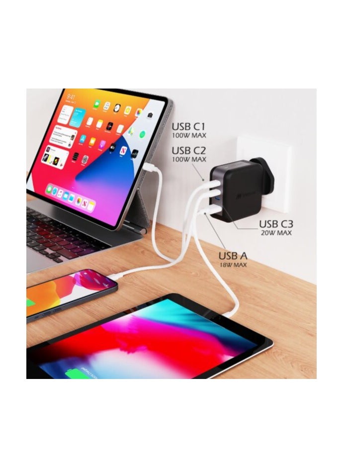 Mezone 100W USB C Charger 4-Ports GaN Laptop Charger Adapter Type C Fast Wall Charger Plug for MacBook Pro/Air, HP/Dell/Lenovo, iPhone 15 Series /Galaxy S24 Ultra /S23, etc - Black  - Image 4