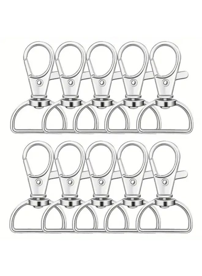 10pcs Silvery Rotating Hook Keychain Clips D Ring Hardware for DIY Crafts Lanyards - Image 1