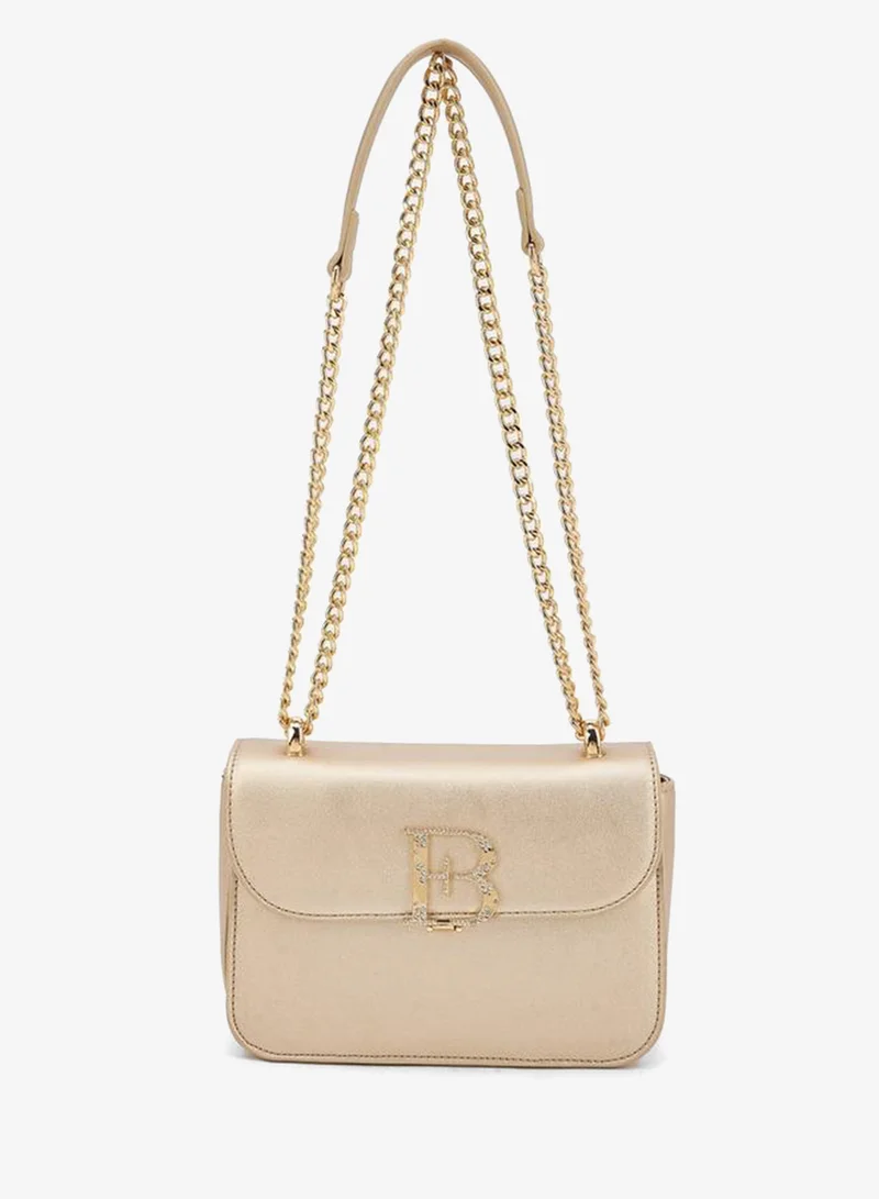 METALLIC PU BAG WITH SHOULDER CHAIN STRAP
