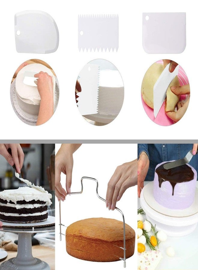 Miecux Cake Decorating Turntable,Cake Decorating Supplies with Decorating Comb/Icing Smoother(3pcs),2 Icing Spatula with Sided & Angled … (Blue 11 In) - Image 2