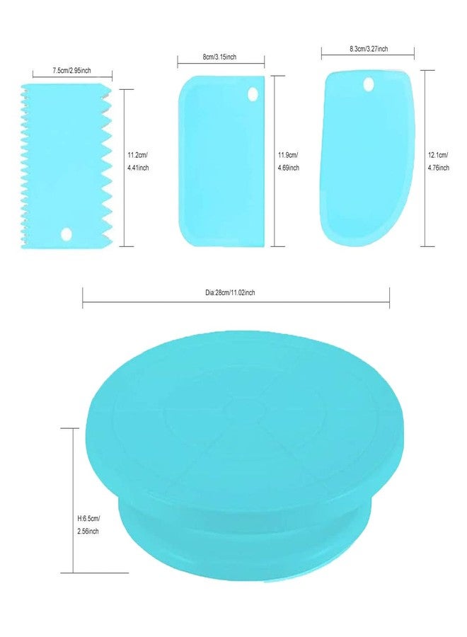 Miecux Cake Decorating Turntable,Cake Decorating Supplies with Decorating Comb/Icing Smoother(3pcs),2 Icing Spatula with Sided & Angled … (Blue 11 In) - Image 3