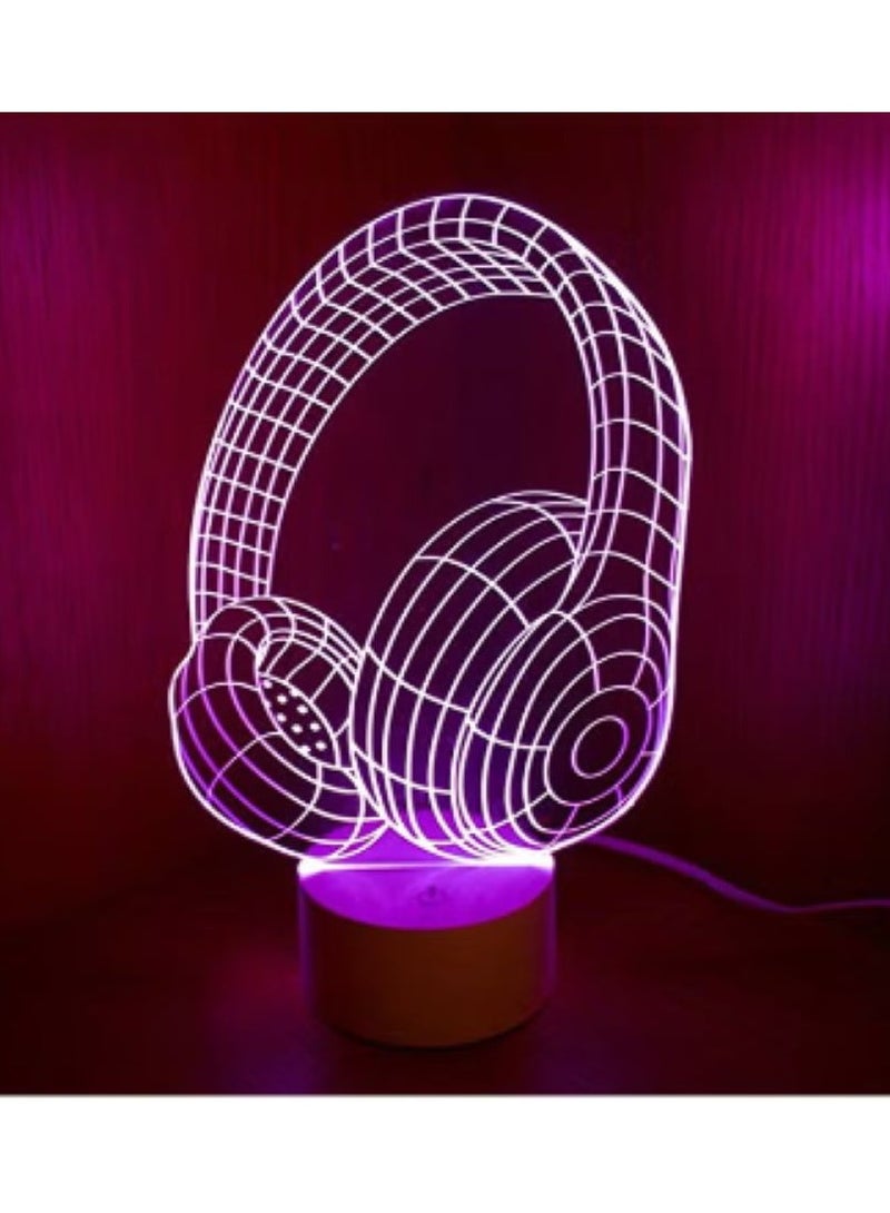 3D Optical Illusion Multicolor LED Night Light White 20x10cm  - Image 3