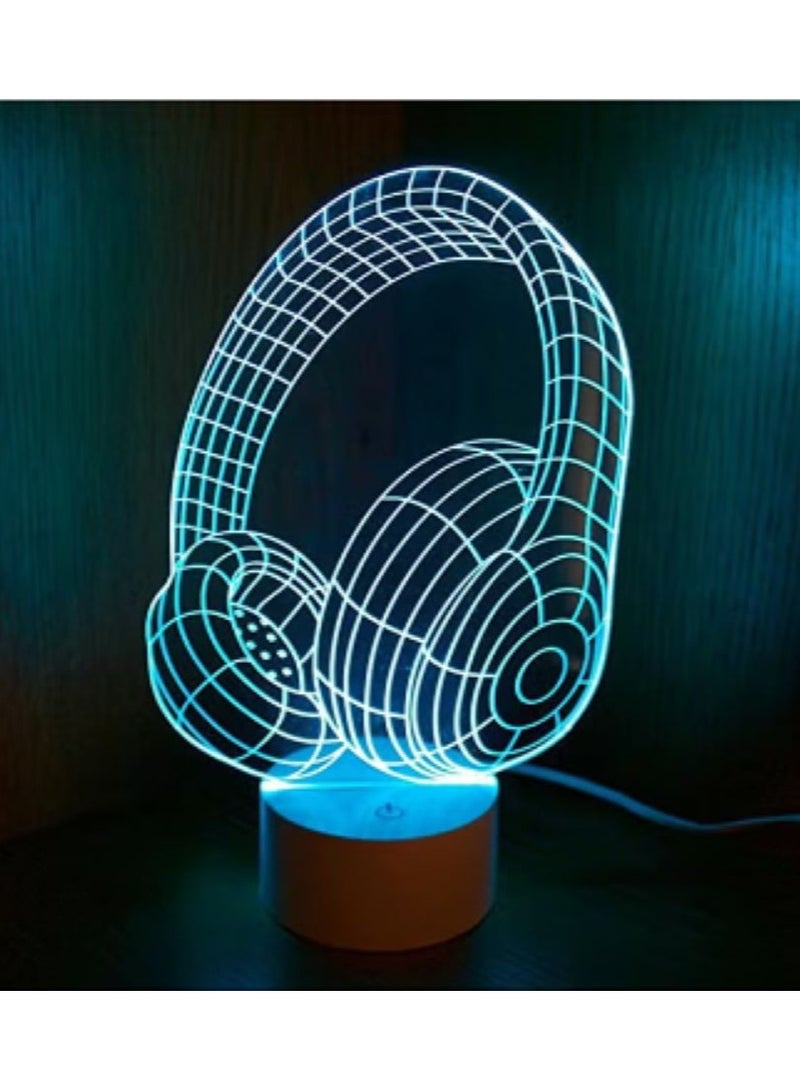 3D Optical Illusion Multicolor LED Night Light White 20x10cm  - Image 5