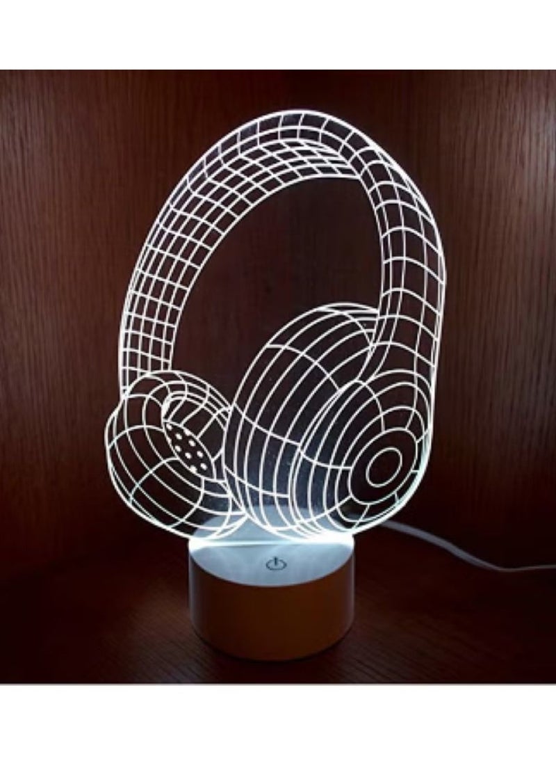 3D Optical Illusion Multicolor LED Night Light White 20x10cm  - Image 2