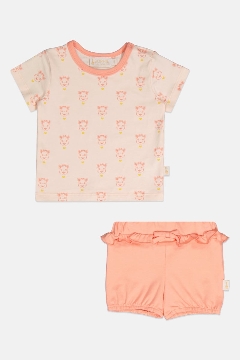 Sophie la girafe Toddlers Girl 2 Piece Short Sleeve Allover Print Top And Bottom Shorts Set, Multicolor - Image 1