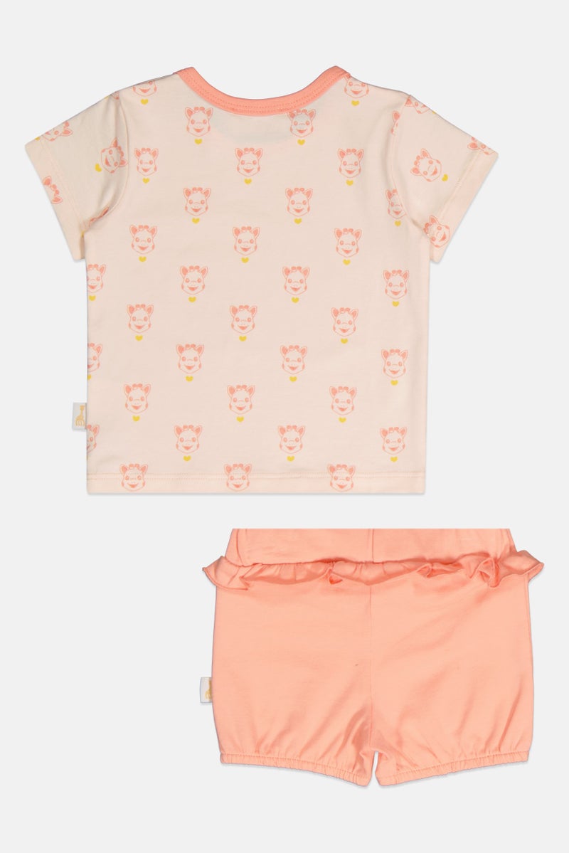 Sophie la girafe Toddlers Girl 2 Piece Short Sleeve Allover Print Top And Bottom Shorts Set, Multicolor - Image 2
