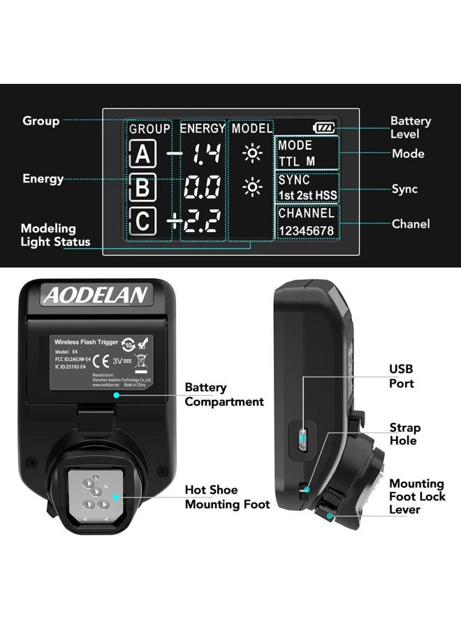 AODELAN Wireless TTL Flash Trigger with High Speed Sync HSS 1/8000s for Nikon Camera Replacement for Profoto Air Remote TTL-N - Image 5