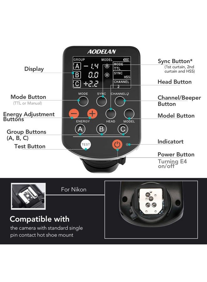 AODELAN Wireless TTL Flash Trigger with High Speed Sync HSS 1/8000s for Nikon Camera Replacement for Profoto Air Remote TTL-N - Image 4