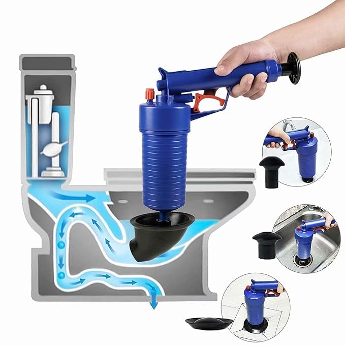 Vroxy High-Pressure Powerful Plunger Pipe Clog Dredger Remover, Air Drain Blaster Pipe Inflator Cleaner for Toilets Kitchen Sink Bath Pipe Cleaner Tool (1pcs) - Image 1