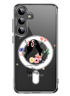 Magnetic Case for Samsung Galaxy S24 Plus 6.7-inch Compatible with MagSafe Wireless Charging, Shockproof Phone Bumper Cover Hello Spring