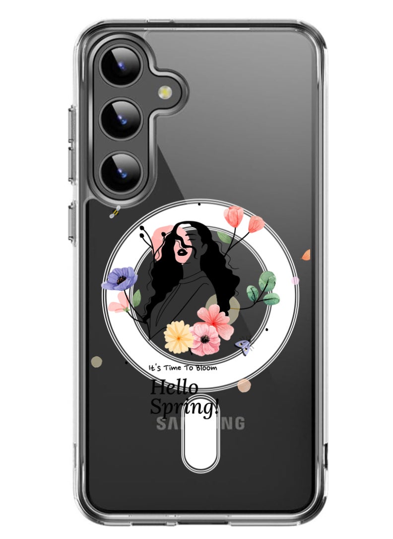 Theodor - Magnetic Case for Samsung Galaxy S24 Plus 6.7-inch Compatible with MagSafe Wireless Charging, Shockproof Phone Bumper Cover Hello Spring - Image 1