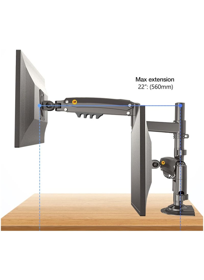 NB NORTH BAYOU - NB H180 Dual Monitor Desk Mount Stand Full Motion Swivel Monitor Arm Gas Spring for 17''- 27'' Computer Monitor from 2kg to 9kg - Image 1