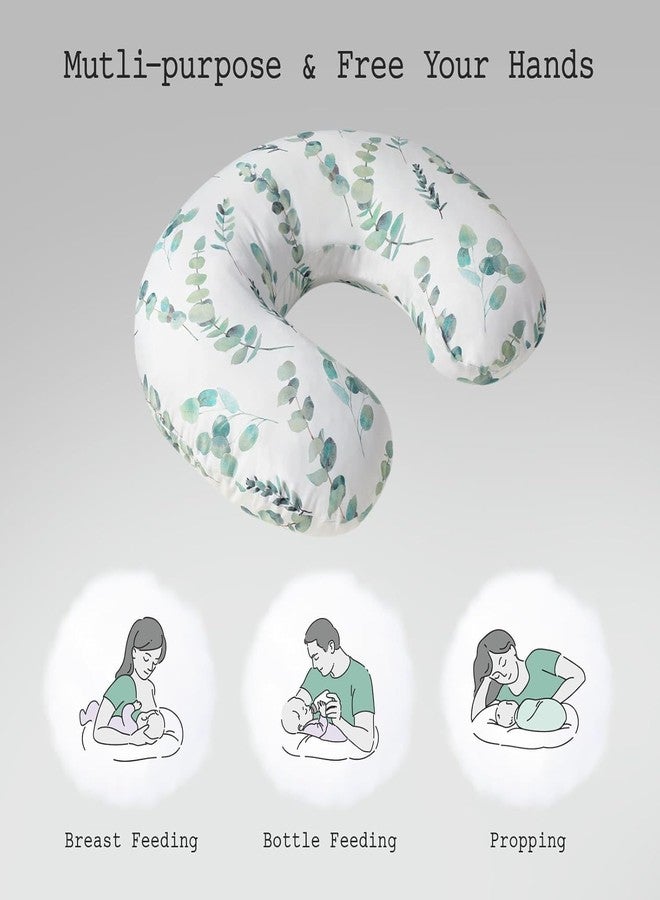 LittleDuds Baby Feeding Pillow for New Born Baby, Breastfeeding & Nursing Pillow with Removable Cover, Infant Support Cushion for 0–24 Months, Tummy Time Pillow | Cottage Care (Green Leaves) - Image 3