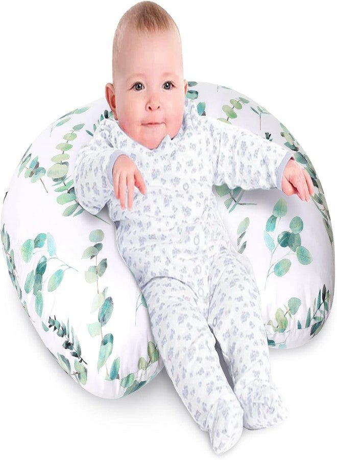LittleDuds Baby Feeding Pillow for New Born Baby, Breastfeeding & Nursing Pillow with Removable Cover, Infant Support Cushion for 0–24 Months, Tummy Time Pillow | Cottage Care (Green Leaves) - Image 1