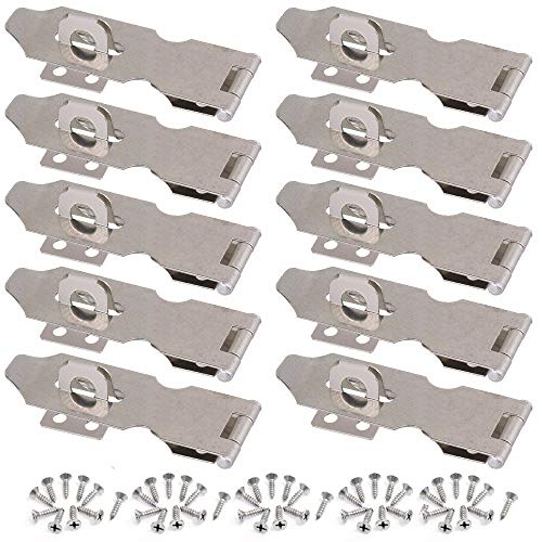 Wideskall 4 inch Zinc Plated Swivel Safety Hasp and Staple with Screws Pack of 10