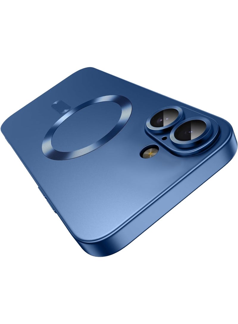 جراب مغناطيسي لهاتف iPhone 17، يأتي مع واقي لعدسة الكاميرا، متوافق مع Magsafe، غطاء هاتف ناعم من مادة TPU للحماية الكاملة، نحيف وناعم ومقاوم للصدمات (أزرق) - Image 1