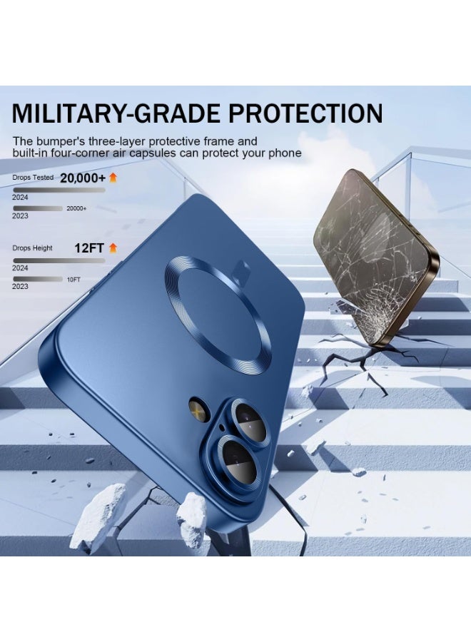 جراب مغناطيسي لهاتف iPhone 17، يأتي مع واقي لعدسة الكاميرا، متوافق مع Magsafe، غطاء هاتف ناعم من مادة TPU للحماية الكاملة، نحيف وناعم ومقاوم للصدمات (أزرق) - Image 3