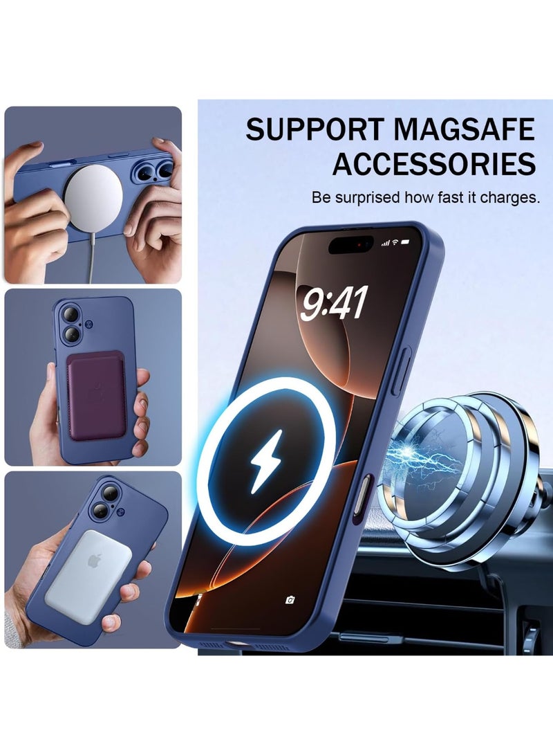 جراب مغناطيسي لهاتف iPhone 17، يأتي مع واقي لعدسة الكاميرا، متوافق مع Magsafe، غطاء هاتف ناعم من مادة TPU للحماية الكاملة، نحيف وناعم ومقاوم للصدمات (أزرق) - Image 4