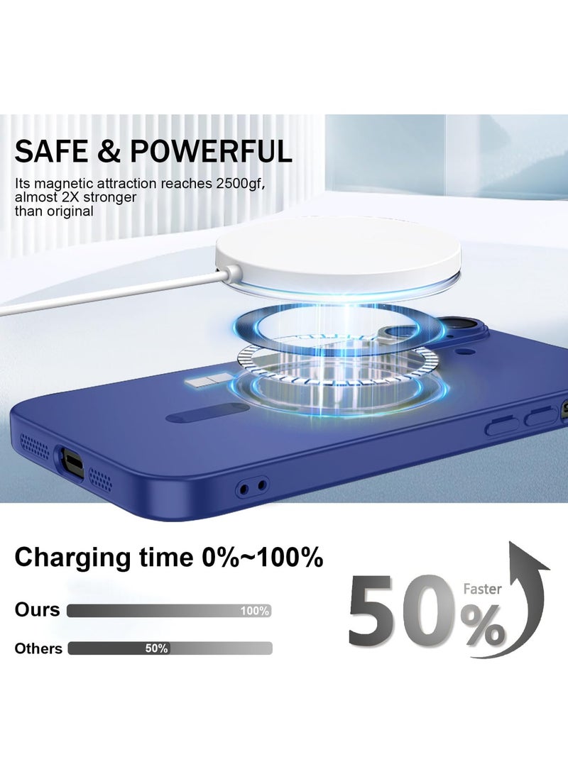 جراب مغناطيسي لهاتف iPhone 17، يأتي مع واقي لعدسة الكاميرا، متوافق مع Magsafe، غطاء هاتف ناعم من مادة TPU للحماية الكاملة، نحيف وناعم ومقاوم للصدمات (أزرق) - Image 5