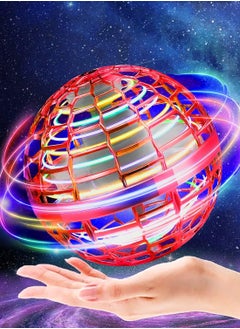 Festive Gallery Flying Ball Toy, Globe 360°Rotating Hand Controlled Flying Orb Ball Toys Magic Led Lights Controller Mini Drone Flying Toy Boomerang Fly Spinners for Kids Adults Indoor Outdoor 10.4x10.2x10.2cm (Red)  - Image 1