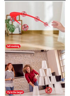 Festive Gallery Flying Ball Toy, Globe 360°Rotating Hand Controlled Flying Orb Ball Toys Magic Led Lights Controller Mini Drone Flying Toy Boomerang Fly Spinners for Kids Adults Indoor Outdoor 10.4x10.2x10.2cm (Red)  - Image 2