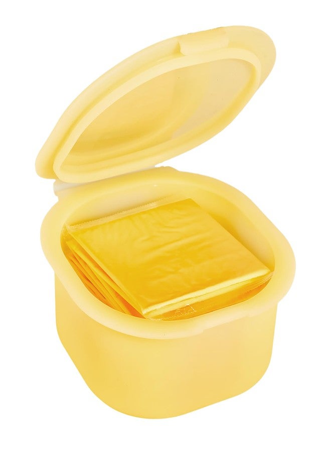 Dootafy Silicone Cheese Container for Refrigerator, Yellow Sliced Cheese Container Holder Cheese Storage Keeper for fridge, Snack Food Storage Container Box, 7oz Bowl with Lid Stackable Dishwash-safe - Image 1