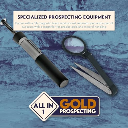 SE 11-Piece Gold Panning Kit - Complete Prospecting Set with Pans, Sieves, Tweezers, Glass Bottles, Sand Magnet, and More - Ideal for Beginners and Enthusiasts - GP5-KIT111 - Image 3