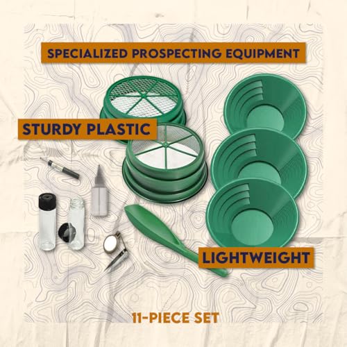 SE 11-Piece Gold Panning Kit - Complete Prospecting Set with Pans, Sieves, Tweezers, Glass Bottles, Sand Magnet, and More - Ideal for Beginners and Enthusiasts - GP5-KIT111 - Image 5