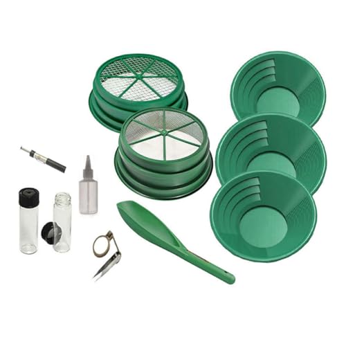 SE 11-Piece Gold Panning Kit - Complete Prospecting Set with Pans, Sieves, Tweezers, Glass Bottles, Sand Magnet, and More - Ideal for Beginners and Enthusiasts - GP5-KIT111 - Image 1